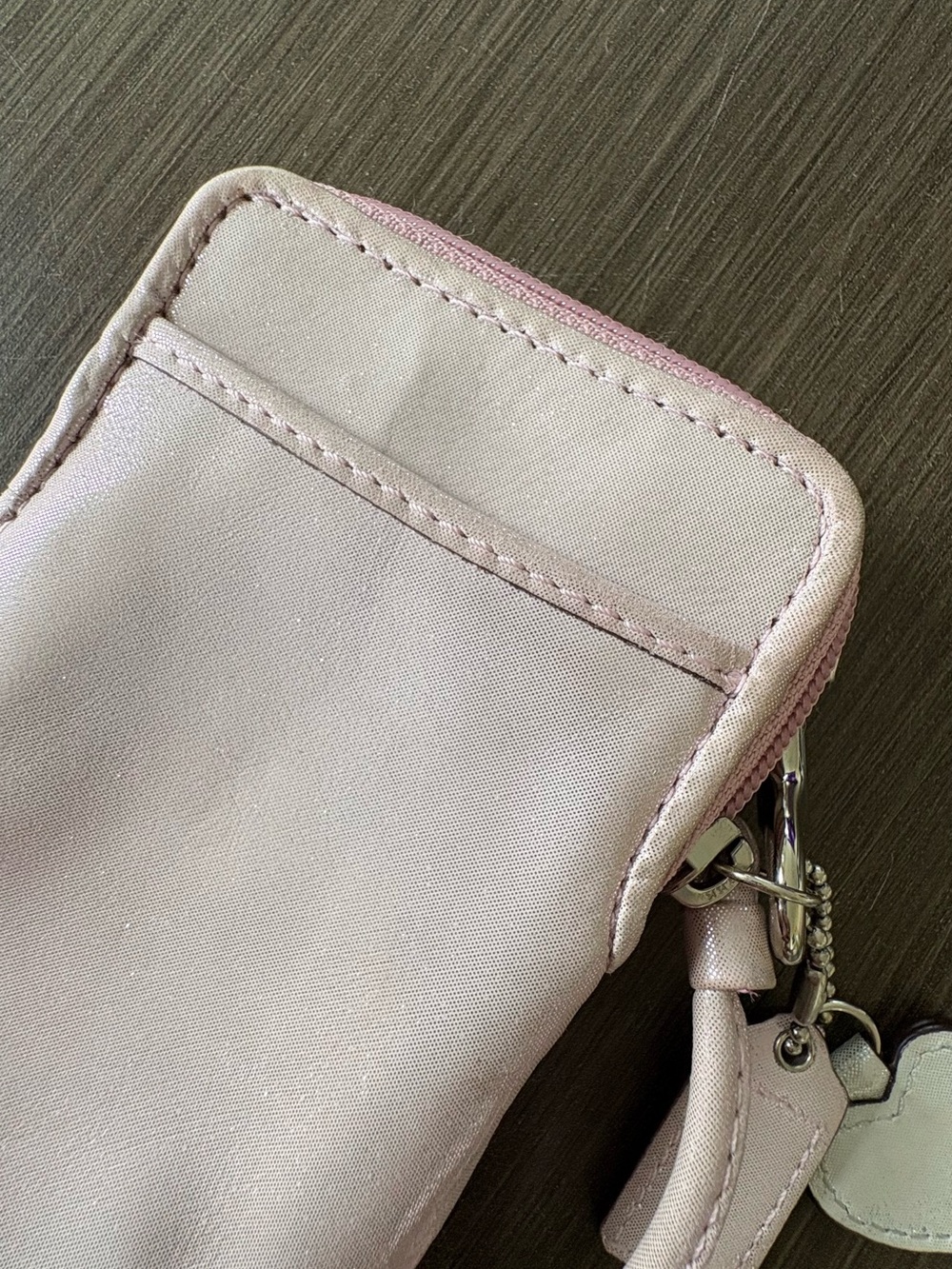 SOLDโ COACH Pink Poppy Legacy Vertical Wristlet - Picture 9 of 12